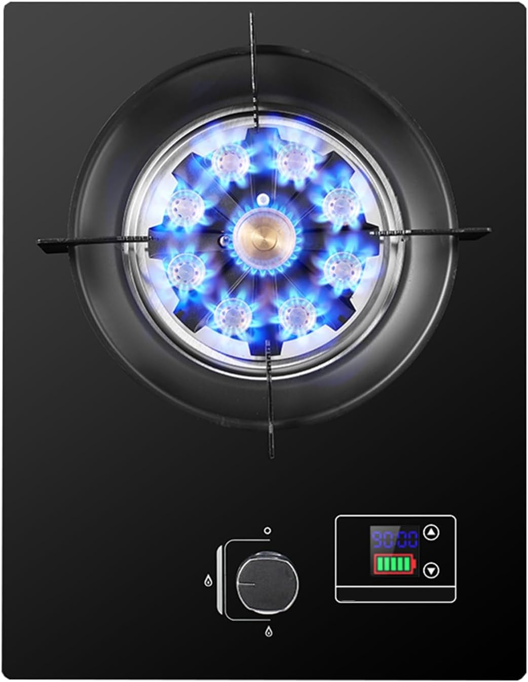 Single Burner Gas Stove,5.2kW Portable Indoor Cooktop,LPG/NG Hob with Timer and Flameout Protection,for Caravan and Camping(NG)