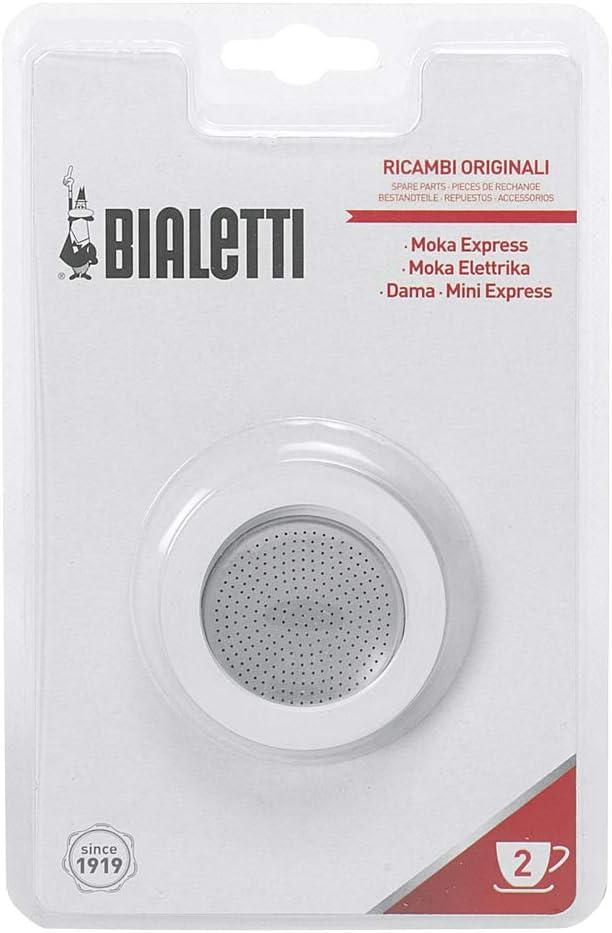 Bialetti Gasket Set for Espresso Maker 2 Cups 3 x Gaskets + Sieve