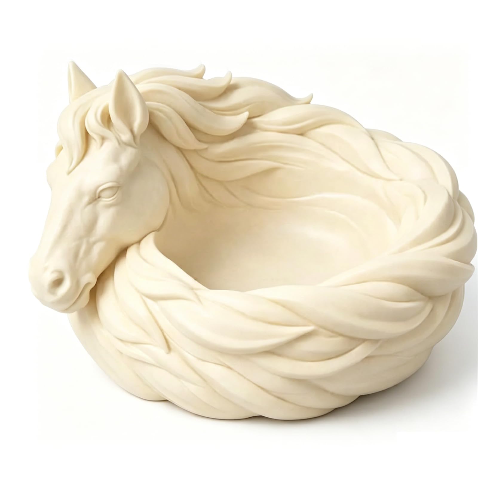Horse Catchall Bowl, 3D Printed Horse Shaped Trinket Bowl Dish, Decorative Table Tray for Keys, Jewellery & Coins, Equestrian Home Decor (Ivory)