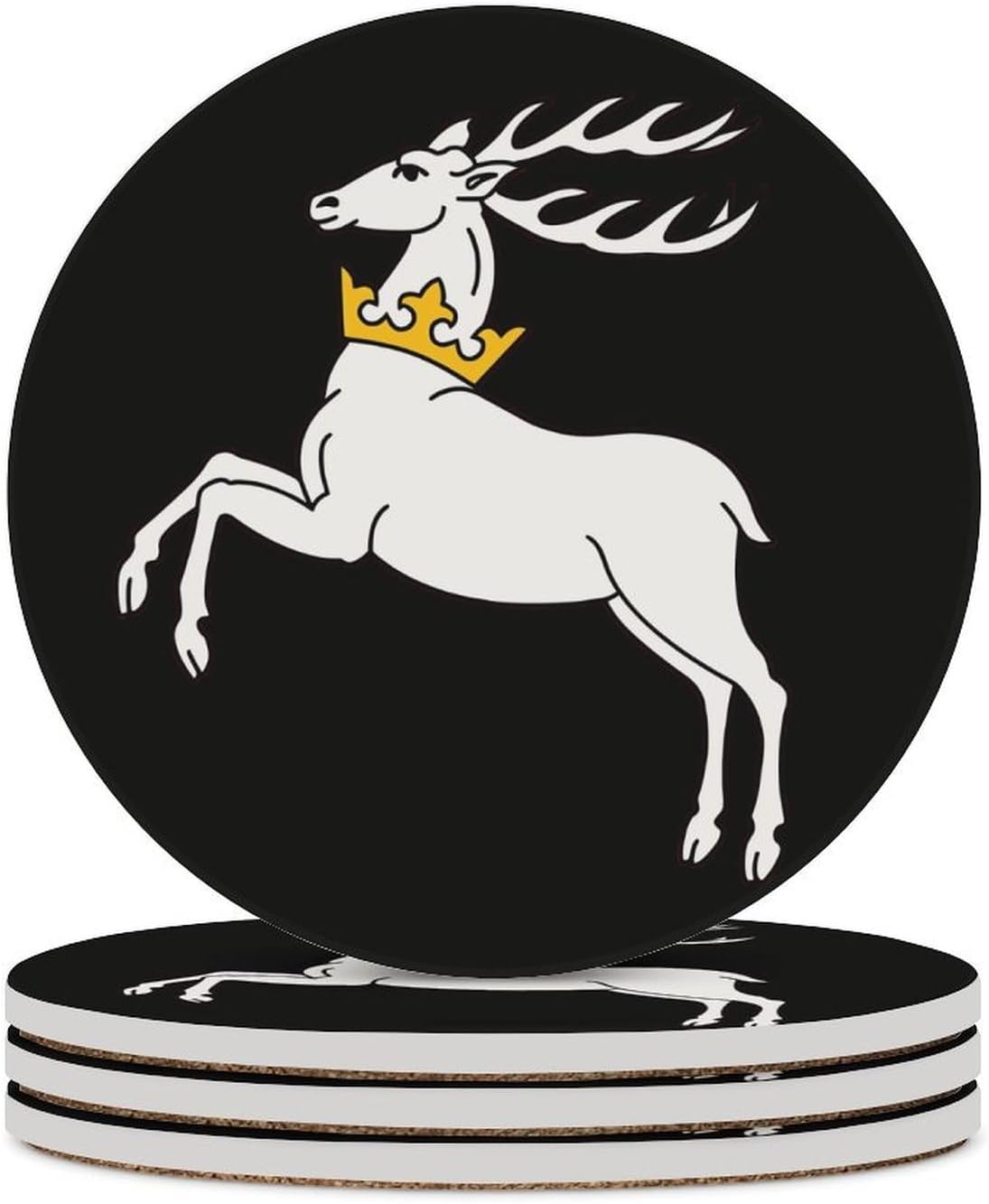 Lublin Voivodeship State Flag Round Ceramic Coasters for Drinks Absorbent Cup Holder Tabletop Protector with Cork Base