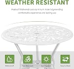 3 Ensemble de patio en aluminium moulé extérieur Patio Bistro Table et chaises 2,Tous les temps extérieur Bistro Sets avec 1.97" Parapluie pour l'ensemble de porches avant,Jardin(blanc)