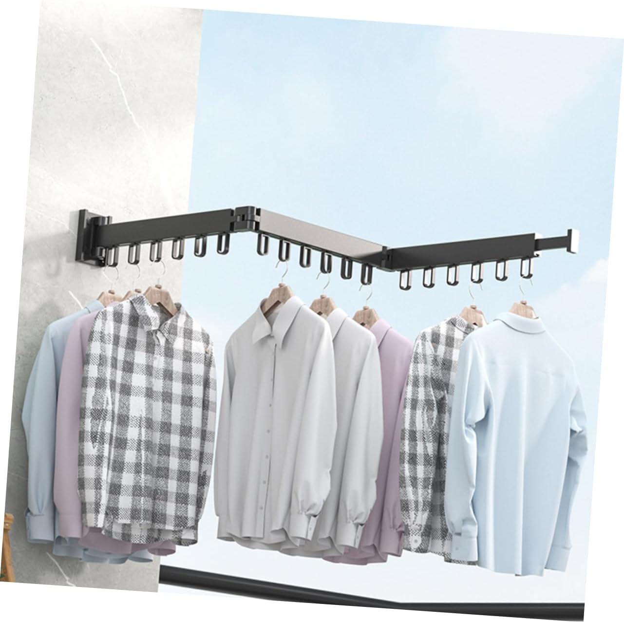 PRETYZOOM Metal Clothes Drying Mounted Laundry Rack for Space Saving Easy Installation Design for Efficient Drying for Spaces and Apartments
