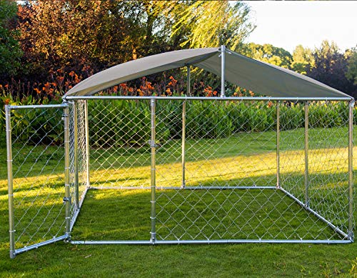 MAGIC UNION Heavy Duty Large Dog Cage Metal Outdoor Pet Playpen Wire Kennel with Water-Resistant Cover Roof Backyard Dog Run House - Thumbnail 7