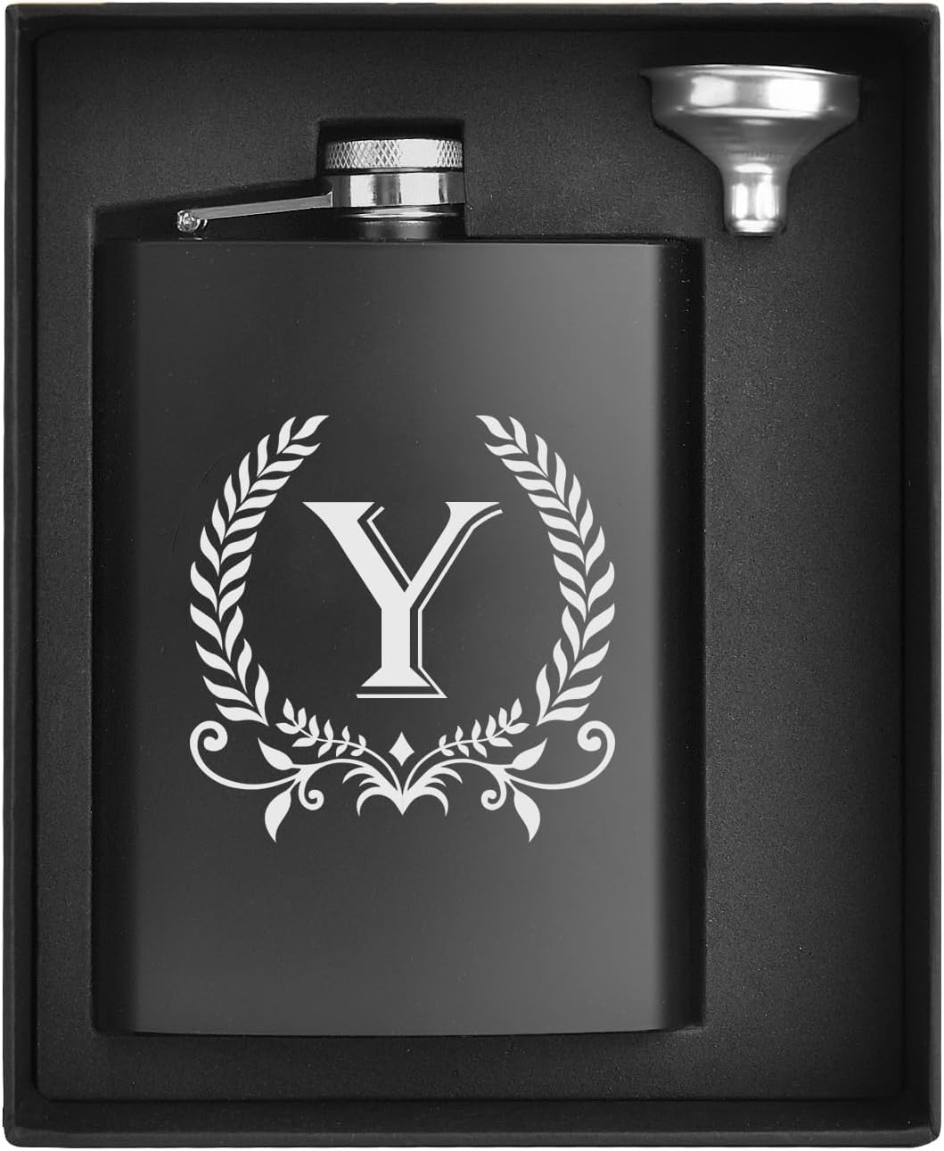 ELEGANTPARK Hip Flasks for Liquor for Men with Initials Monogrammed Gifts for Men Birthday Personalized Gifts for Him Groomsmen Dad Engraved Hip Flask with Funnel 8 OZ Letter Y