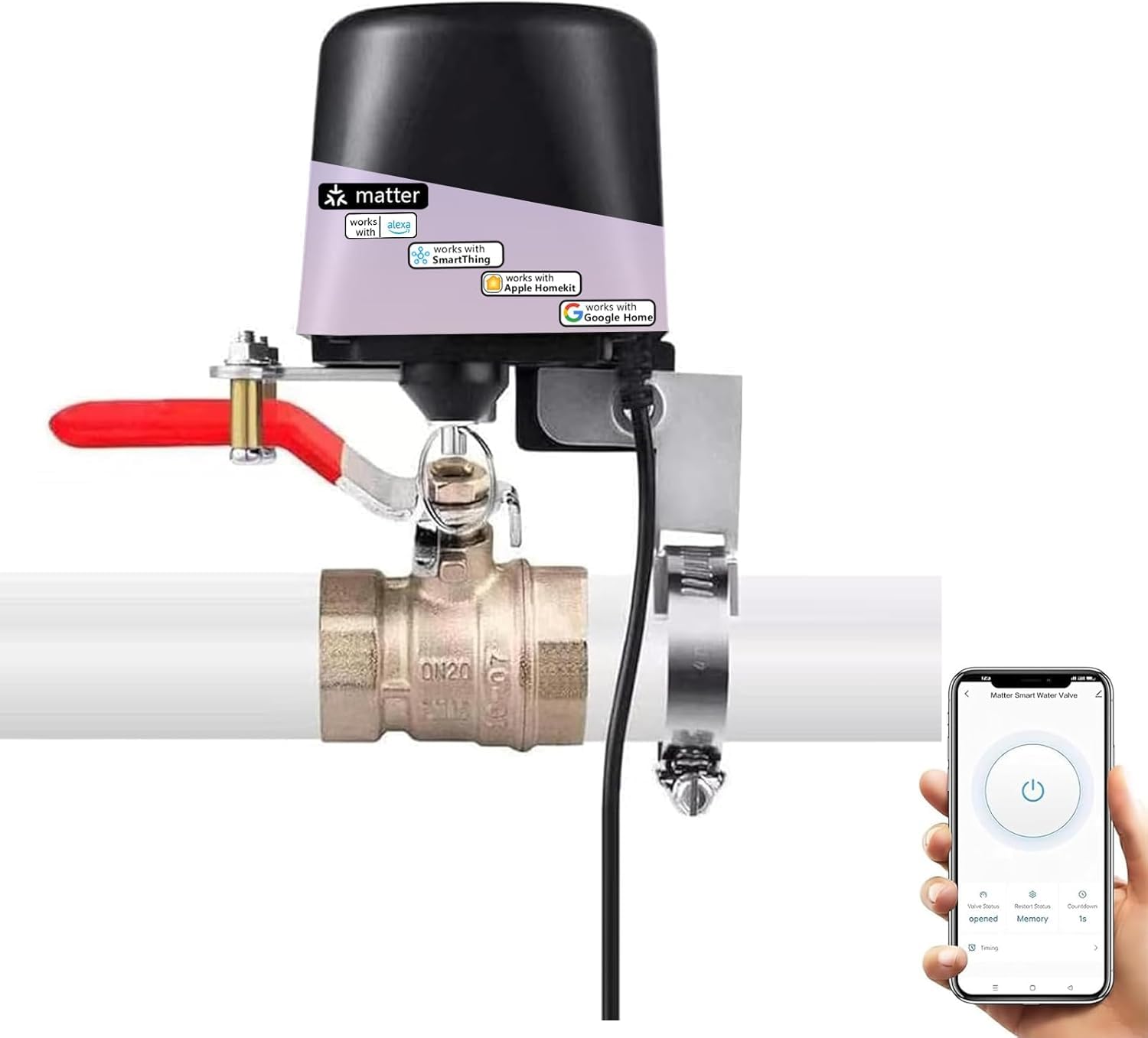 UseeLink Smart Water Valve, Matter Valve, Electric Smart Valve, for Applee Home, Alexa, Google, SmartThingss, Requires Matter Hub