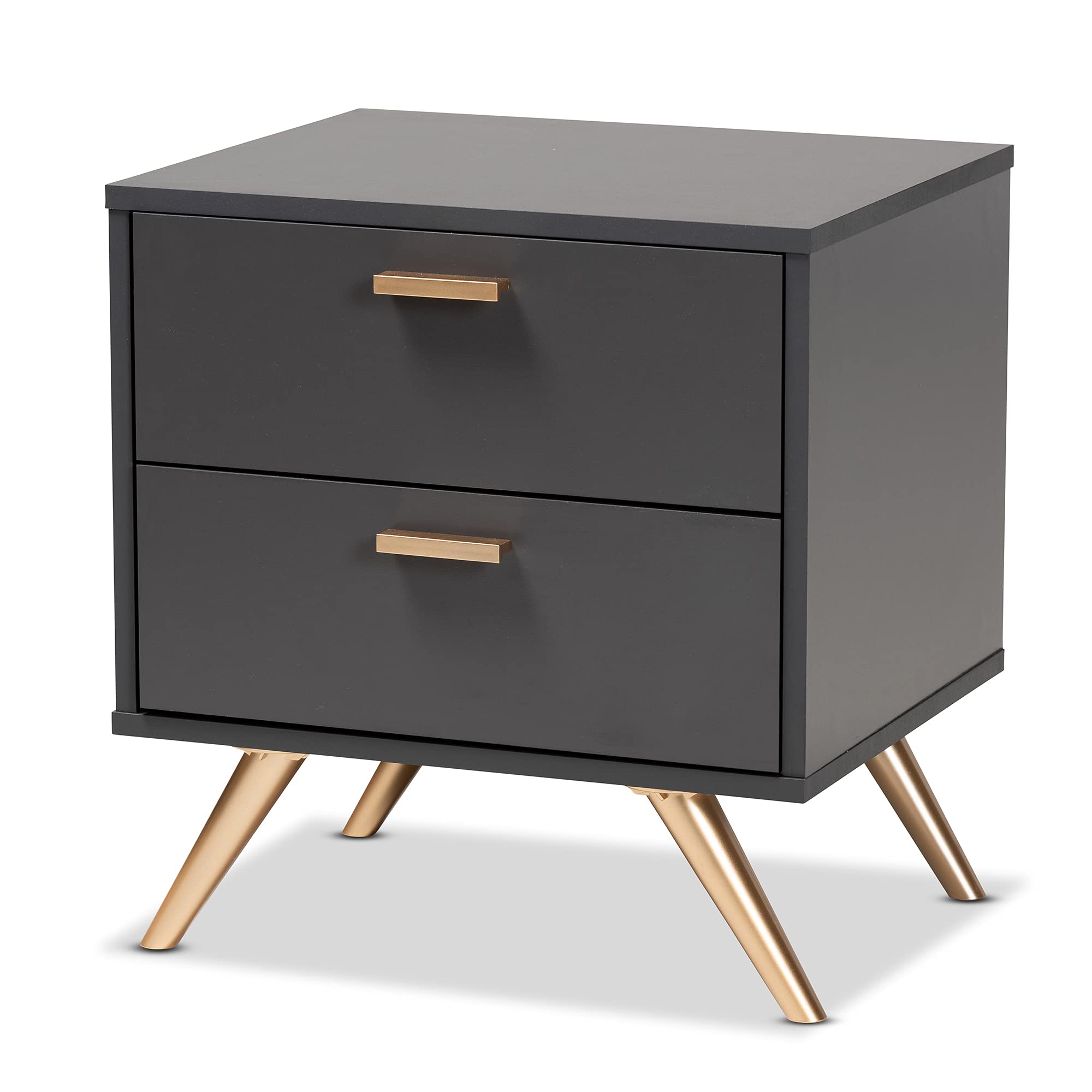 Baxton Studio189-11578-AMZ Nightstand, Dark Grey/Gold