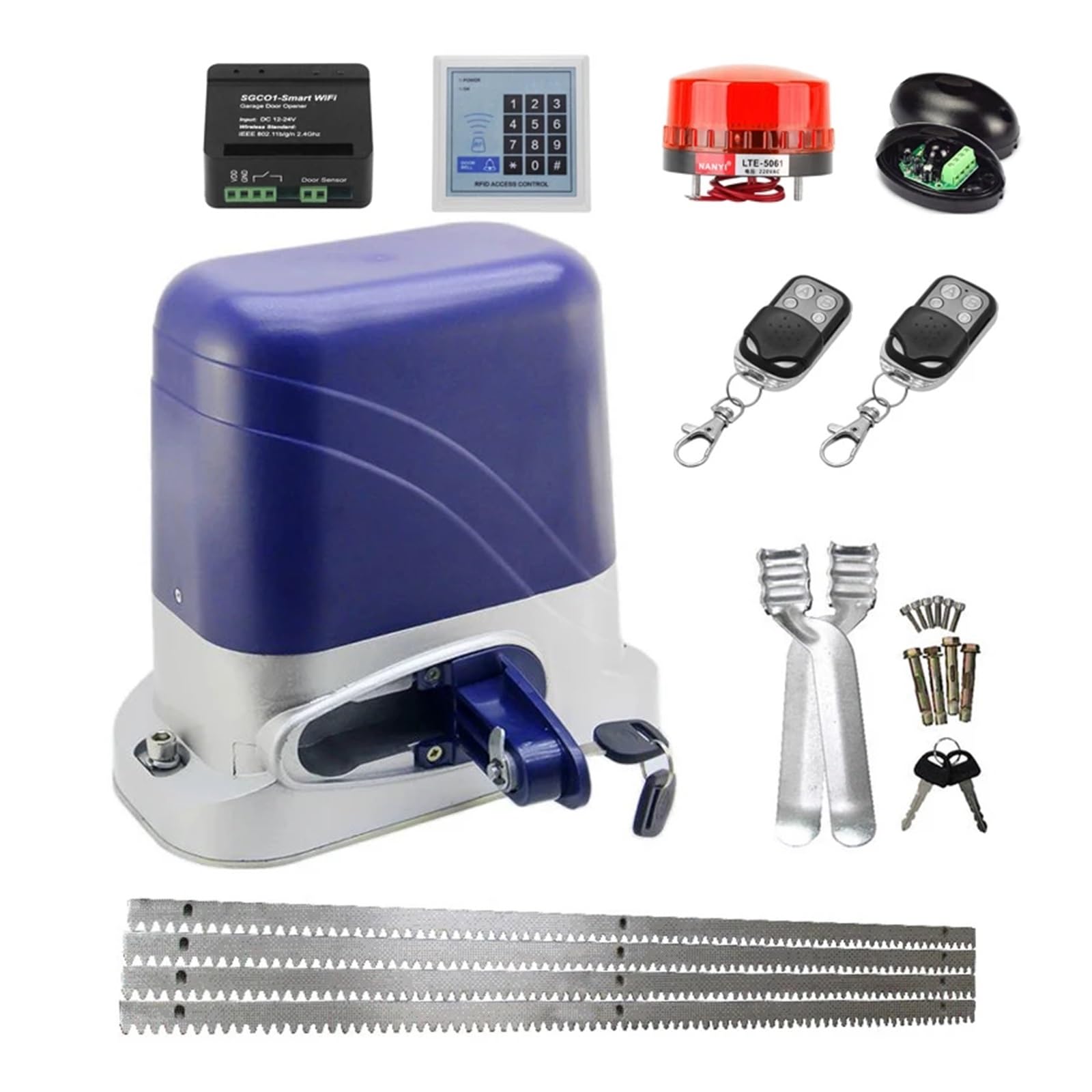 Automatic Gate Opener, Automatic Electric Gate Opener for 1300KG Sliding Door Garage Operator with 4m Steel Racks Remote Gear Motor Actuator(KIT9)