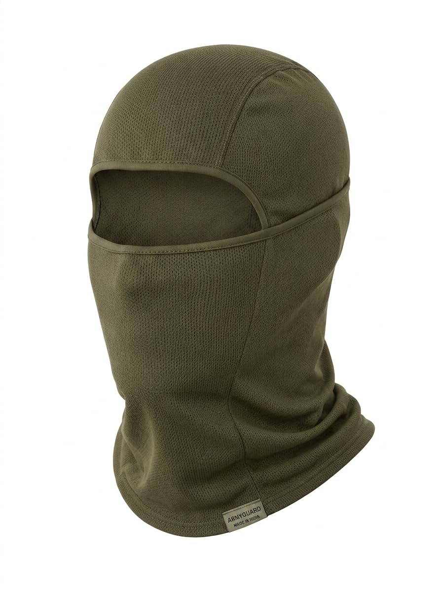 Balaclava Full Face Mask, UV-Protected, Breathable Helmet Liner, Sweat Absorbing, Dust Protection, Olive Green, Free Size-image-9