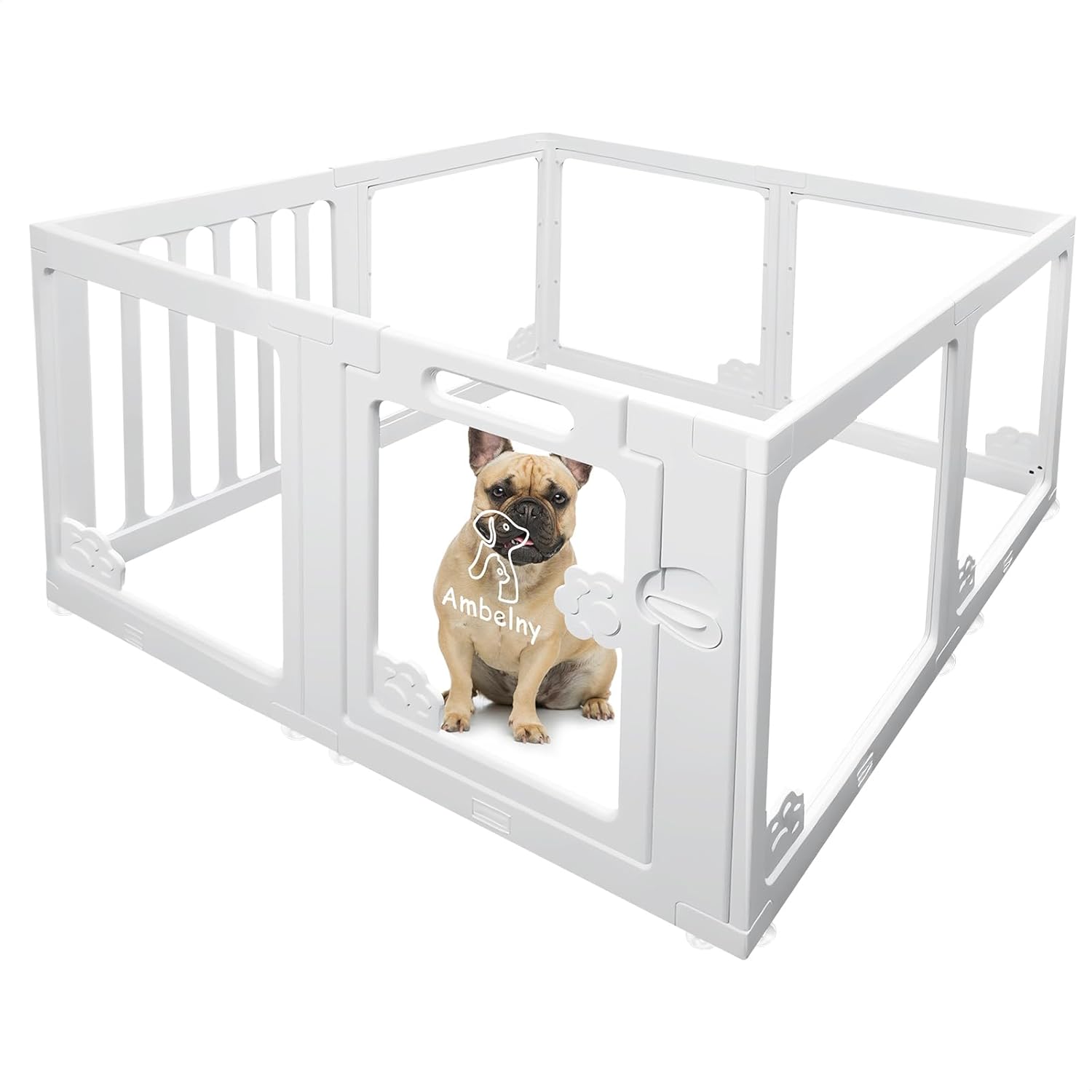 Clear Acrylic Pet Playpen Indoor for Puppy, Cat, Rabbit & Ferret – Tool-Free Assembly, 8 Panels, 23.6" Height – Transparent Enclosure w/Suction Cups, Expandable Kennel for Small Pets