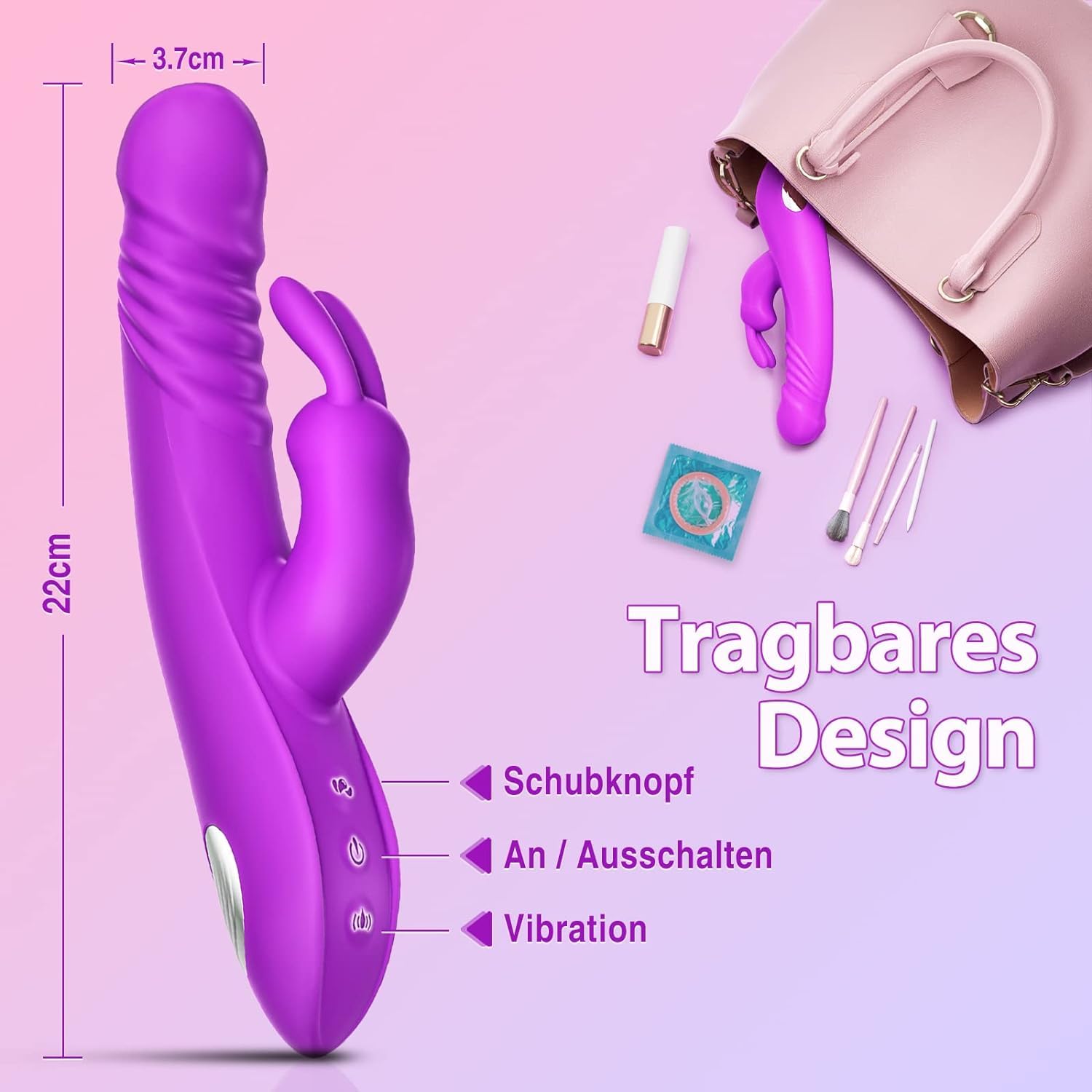 Gobeken Vibratoreper Donna Vibratore Dildo Vibratoreper Donna Telecomando con 3 funzioni di shock Sex Toys con 11 Rabbit Vibratori Vibratoreper donna Realistico Plug Analesex Sex Toy, Viola