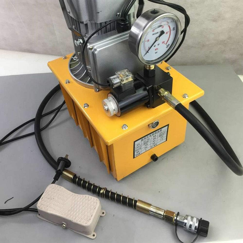 10000 PSI Hydraulic Electric Pump 750W Double Acting 2-70Mpa Jack Split Hydraulic Driven Pump 110V 7L Manual Valve Hydraulic Power Pack Cylinder Hydrafore Pump (HHB-700A Yellow)