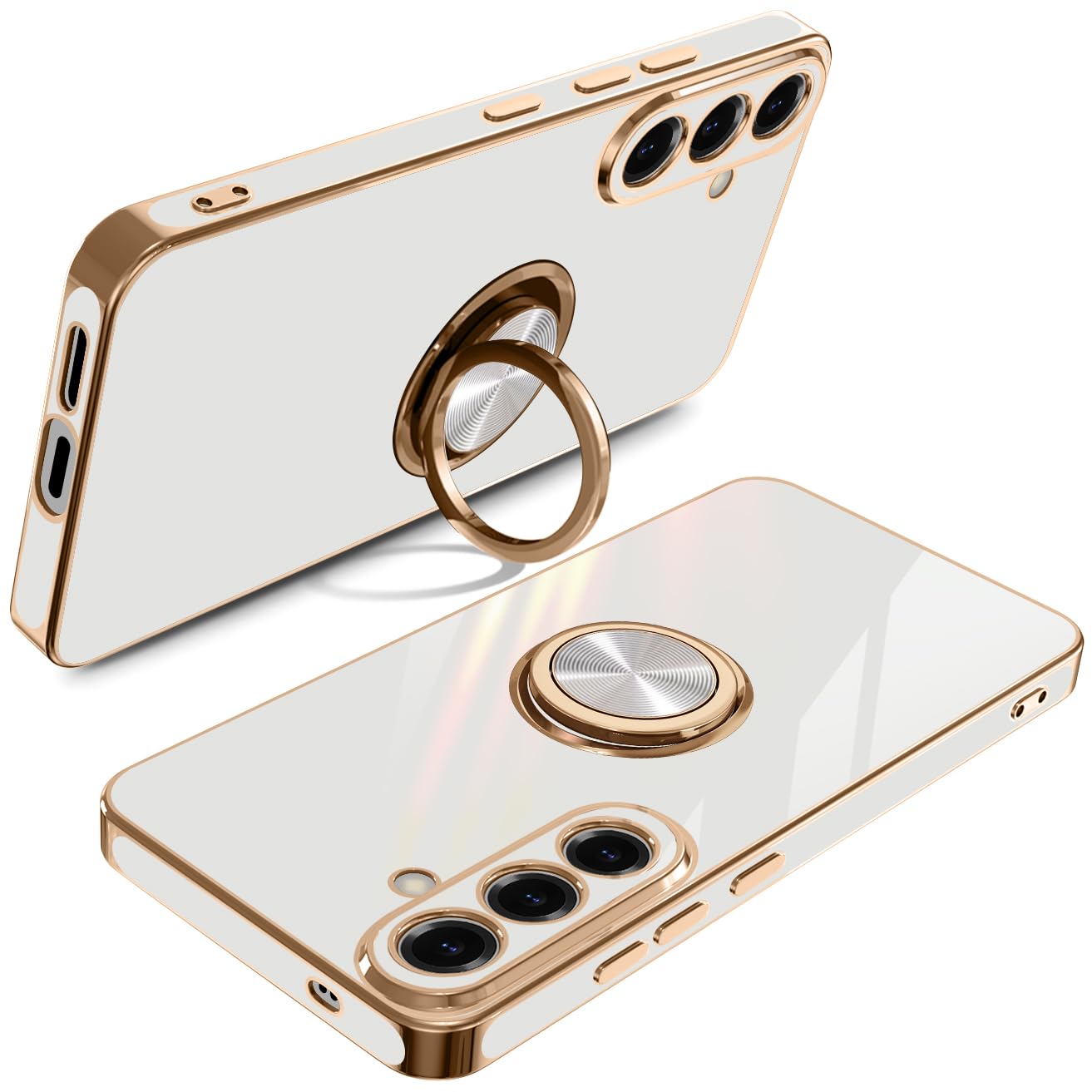 Guyemuzi Galaxy S26 ケース リング ギャラクシーs26 SC-51G SCG36 スマホケース リング付き 耐衝撃 TPU 携帯カバー 滑らない スタンド機能付き 360回転車載ホルダー (ホワイト)
