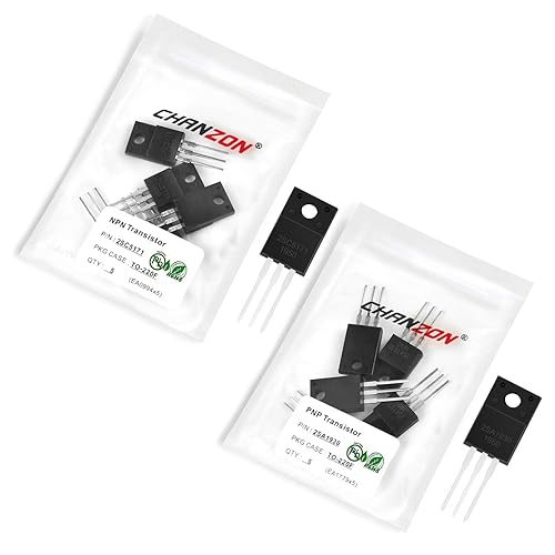 Miniatura 32 de Chanzon 50 piezas BC550C BC560C (25 piezas NPN BC550C + 25 PNP BC560C) TO-92 BJT Power Bipolar Transistor Surtido (paquete de 50 unidades)
