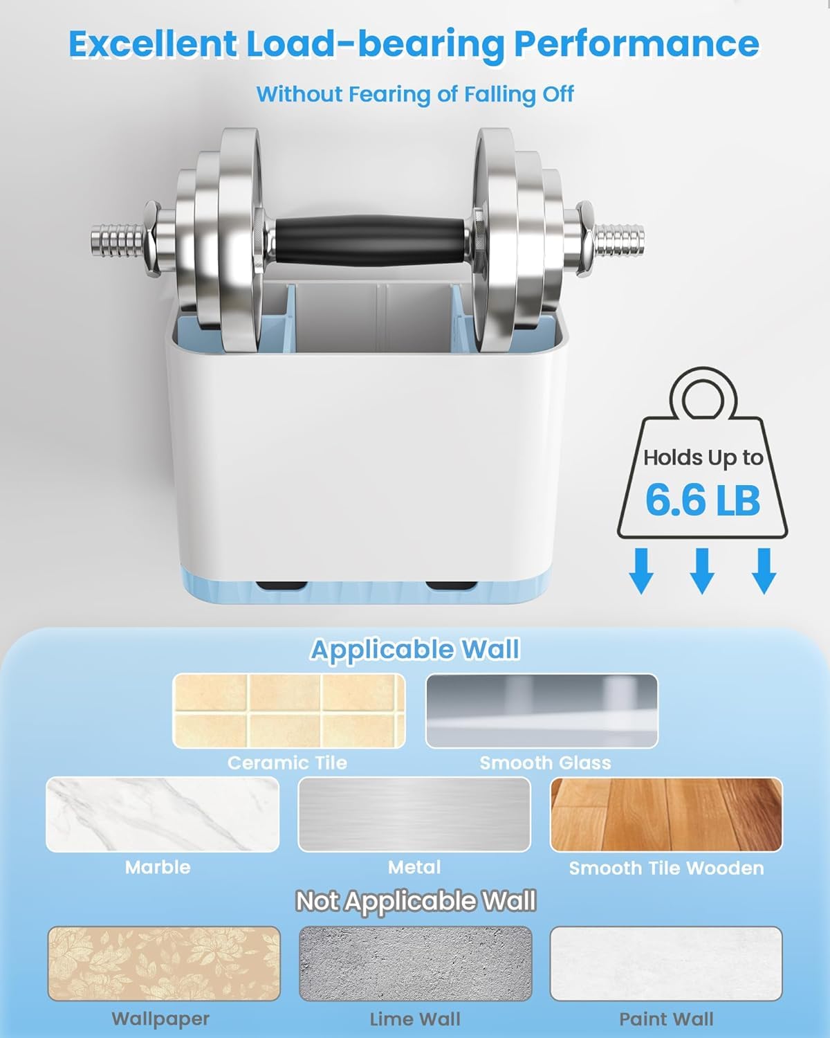5 Slots Detachable Toothbrush Holder Set - for Bathroom Countertop, White and Blue - Image 7