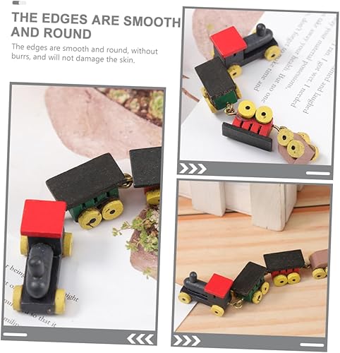 Miniatura 9 de TOYANDONA Centro de mesa de casa de muñecas, 3 piezas, juguete de tren de Navidad de madera, simulación, tren de vapor, mini decoración de estatua