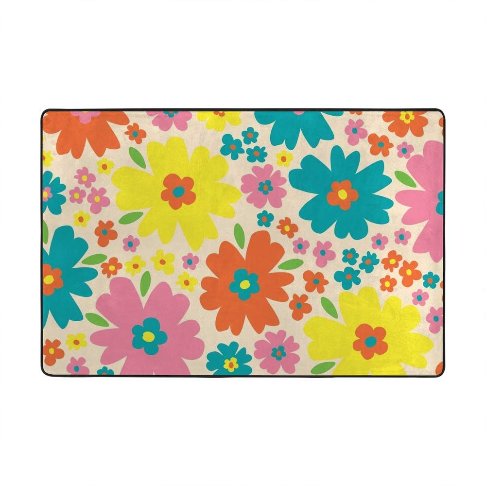 Tapis coloré motif floral rétro Ruchen grand tapis de salon velours corail