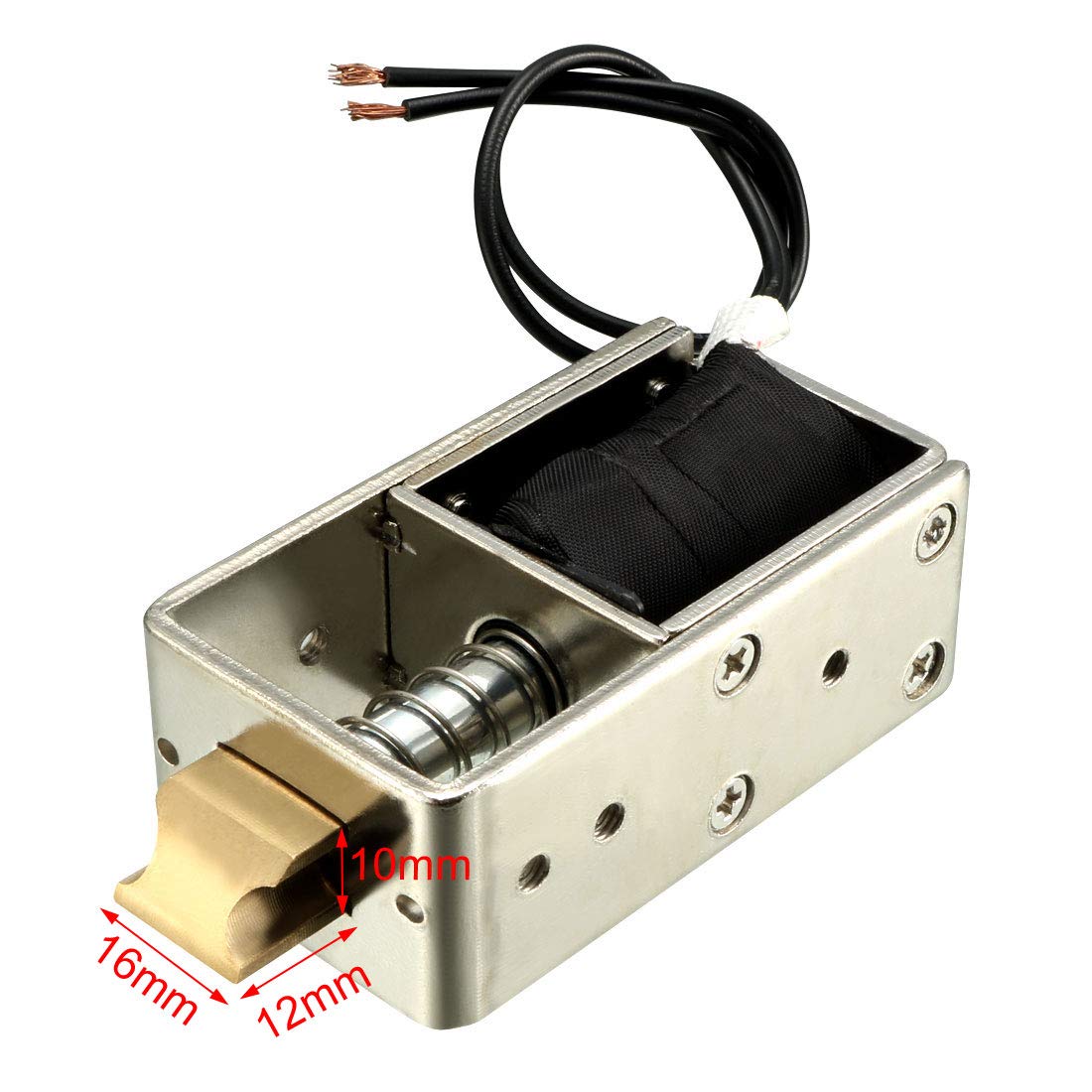 sourcing map Electroimán del solenoide DC 12V 2.5A 30W 40N 10 mm de tracción Tipo de Movimiento Lineal