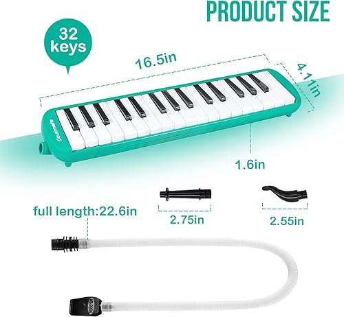 Vista 48 de Soulmate Instrumento melódico de 32 teclas para niños, teclado de piano de aire, melódica soprano con tubos largos suaves, boquillas cortas y bolsa