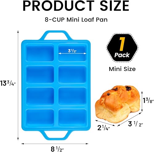 Miniatura 54 de Vinino Paquete de 2 moldes de pan de silicona con marco reforzado de metal, 9.5 x 5 pulgadas, silicona antiadherente de 1 libra, sartén para Rojo