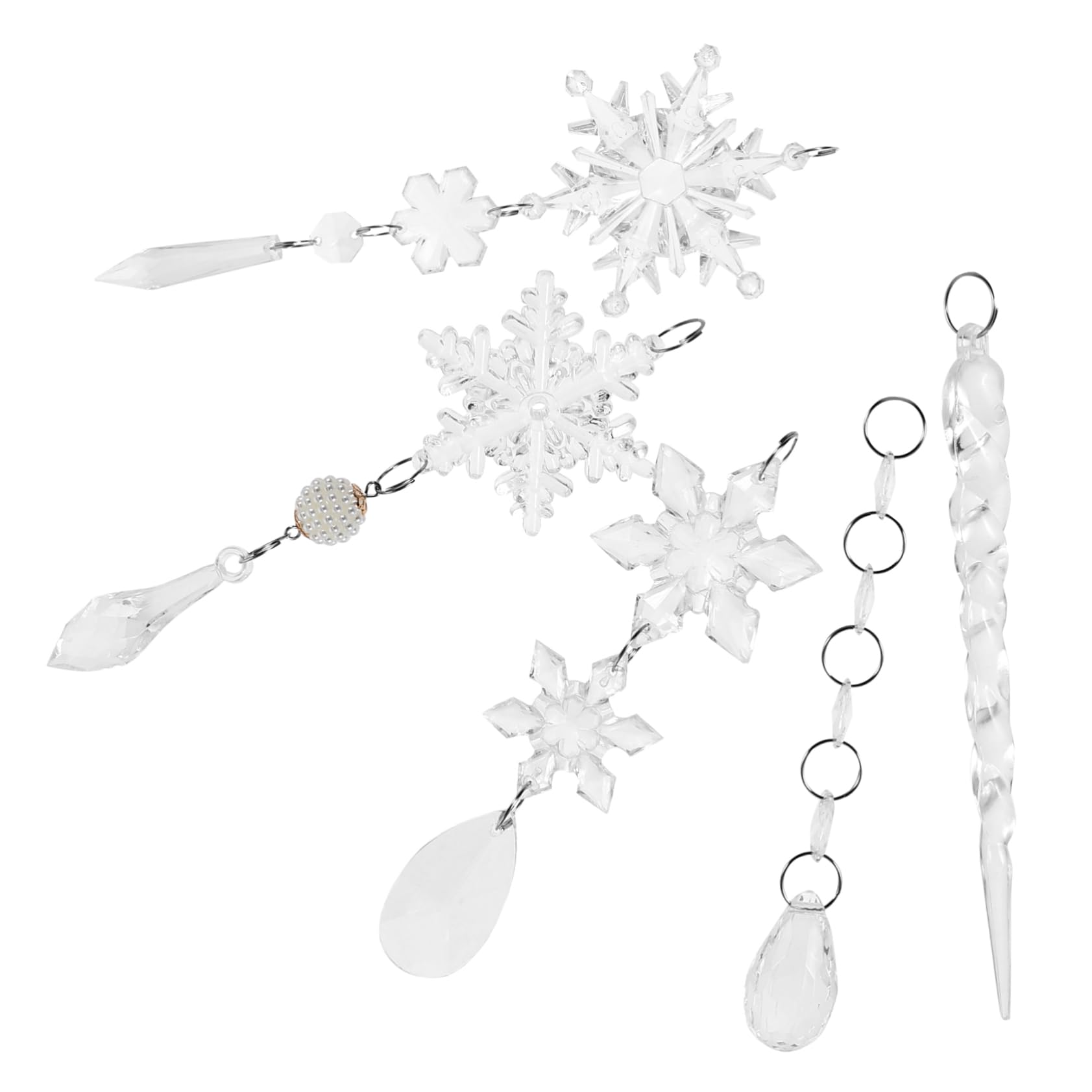 Cabilock 2 Sätze Acryl Transparent Schneeflocke Anhänger Kombi Set Christbaumschmuck Anhänger Weihnachtsdeko Outdoor Schneespray Für Christbaum Weihnachtskugel 18 Stück * 2