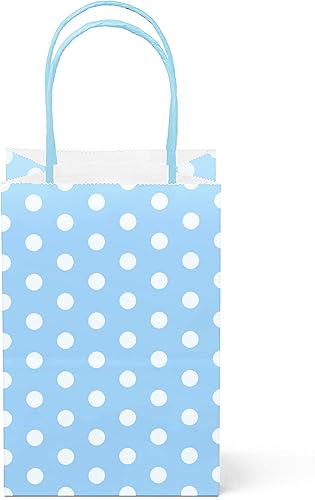 Dsquare Papel y tinta de alta calidad, 12 unidades, seguro para alimentos, bolsa de estraza de color lunares con asa de 8.5 x 5.25 pulgadas, bolsas