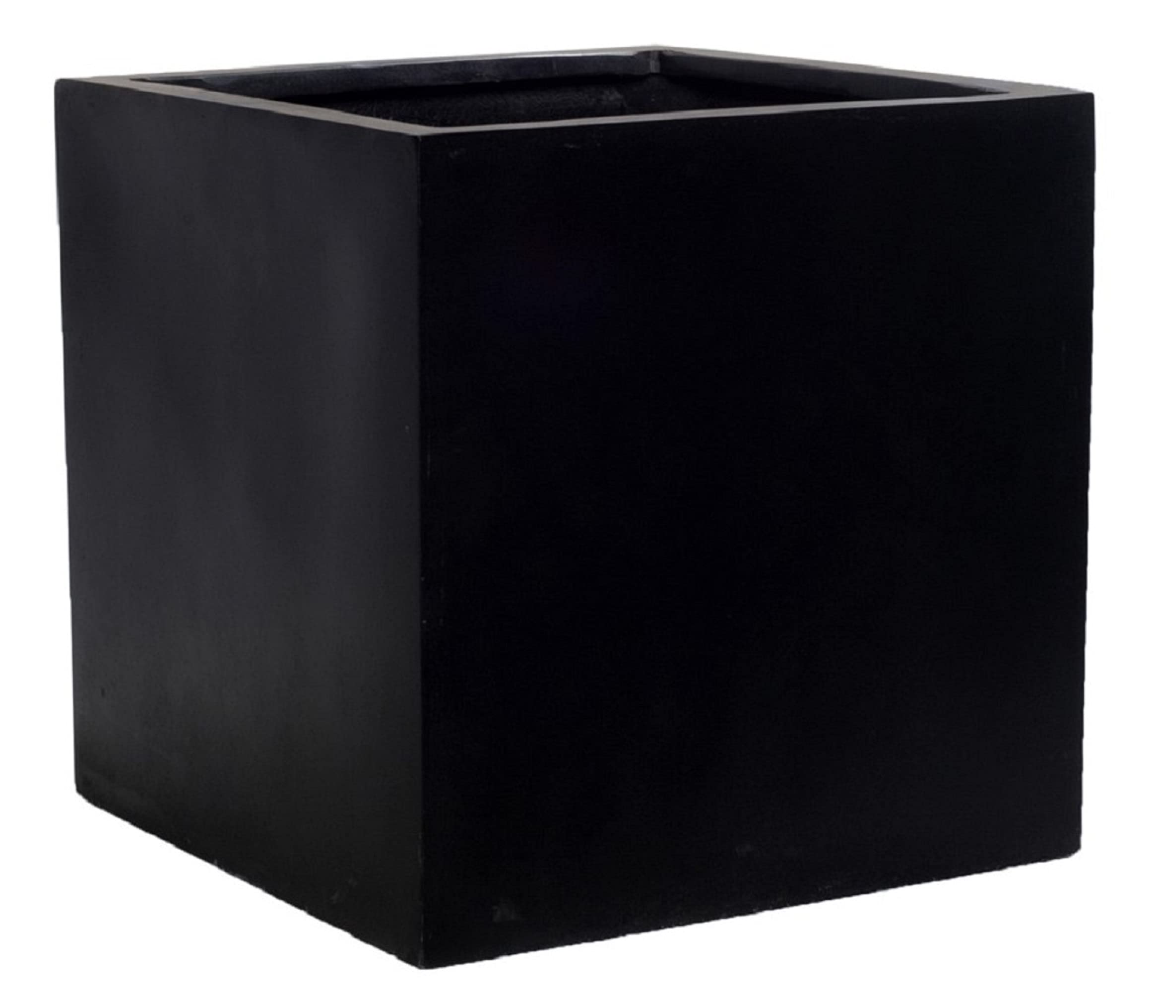 Pottery Pots Elegant Fiberstone Cube Planter Black Pot 12"x12"x12