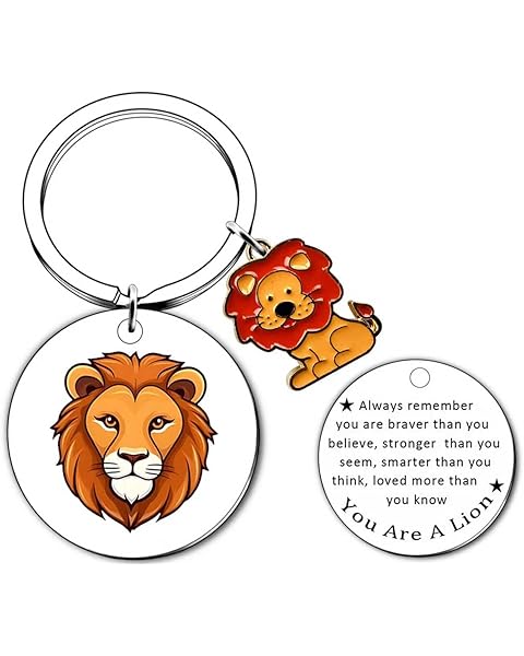 ZYSSXNDM Inspirational Lion Gifts For Lion Lovers Lion Decorations Lions Stuff Lion Keychain for Men Teen Boy - Christian Inspirational Gifts