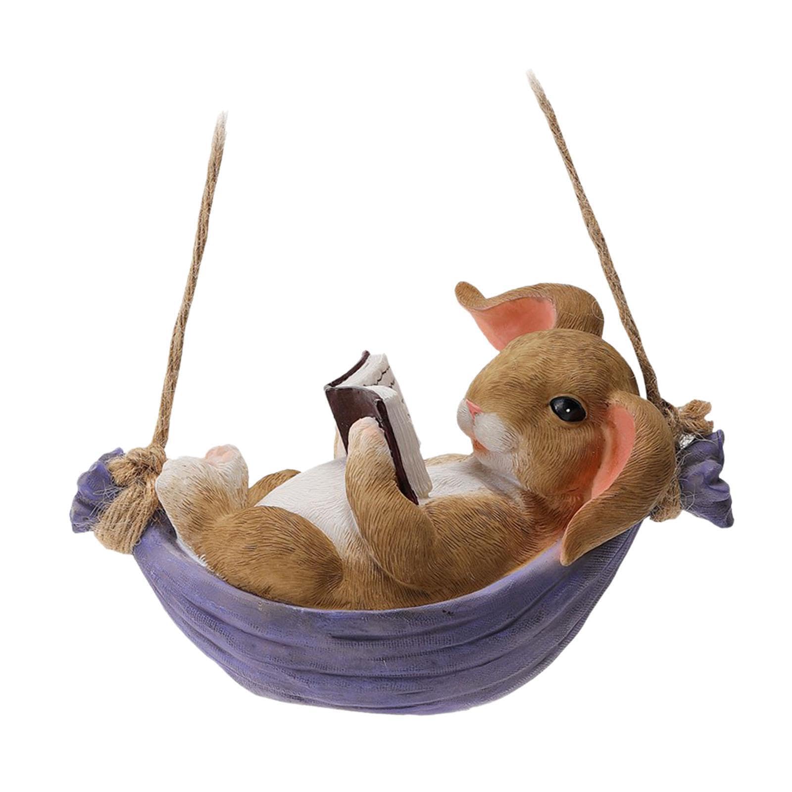 mophrati Swinging Rabbit Hanging Figurine Cute Rabbit Statue For Lawn Or