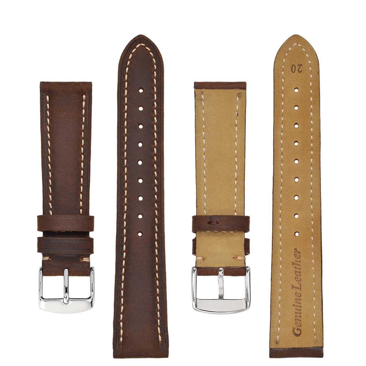 Correa de reloj de cuero genuino 18mm 19mm 20mm 21mm 22mm 23mm 24mm pulsera de repuesto para hombres y mujeres