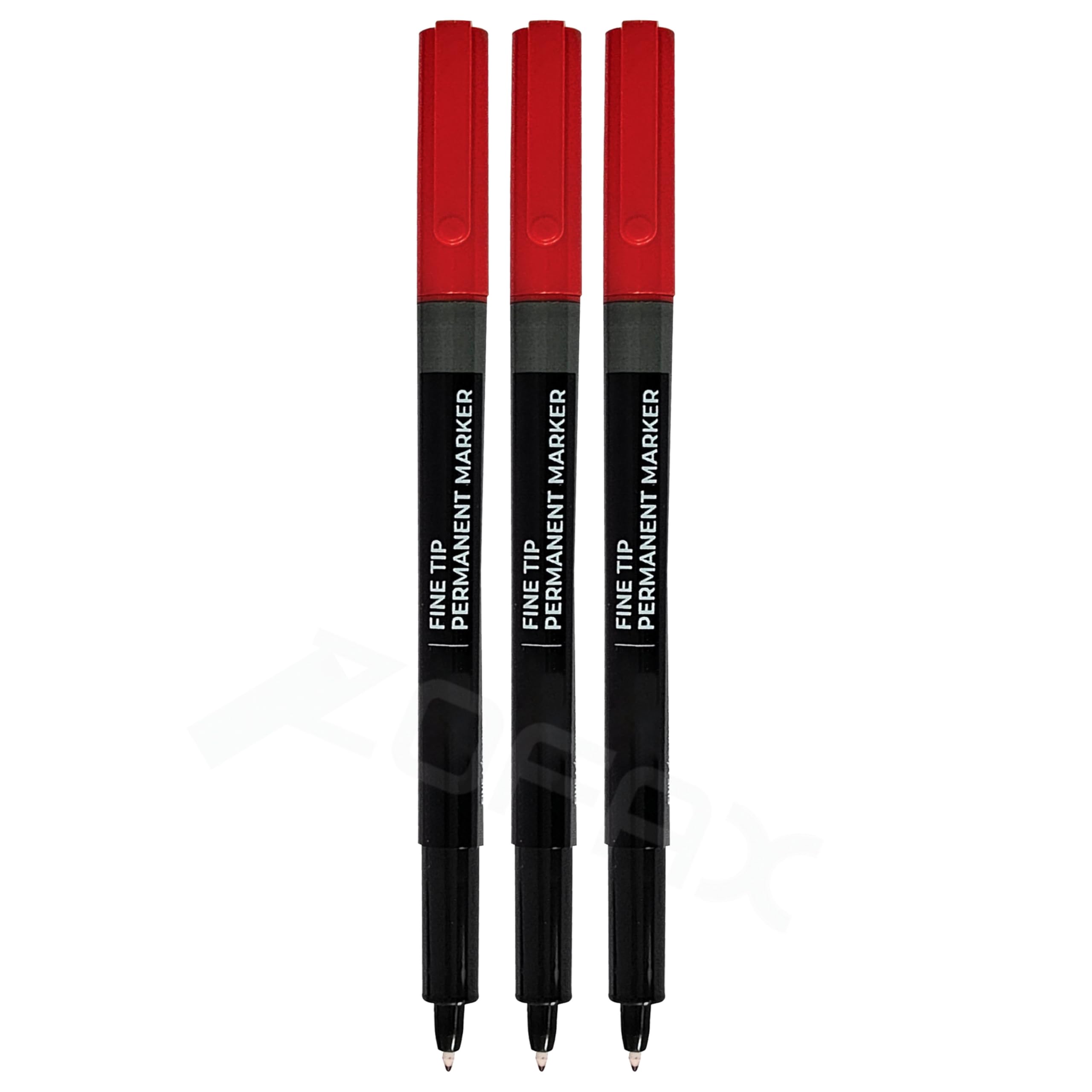 CAMMAR Permanent Marker Pens, RED, Fine Tip, Pack of 3, CD-DVD Marker Pens, UV Resistant Ink, Writes Most Surfaces, Waterproof Ink, iZOFAX Black Ball Pen