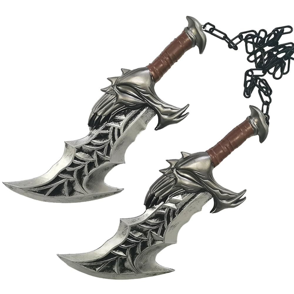 Anjinguang Kratos Cosplay Props Double Knife Weapon Chain Blades of Chaos Halloween Costume Accessories for Fancy Dress Party 45CM