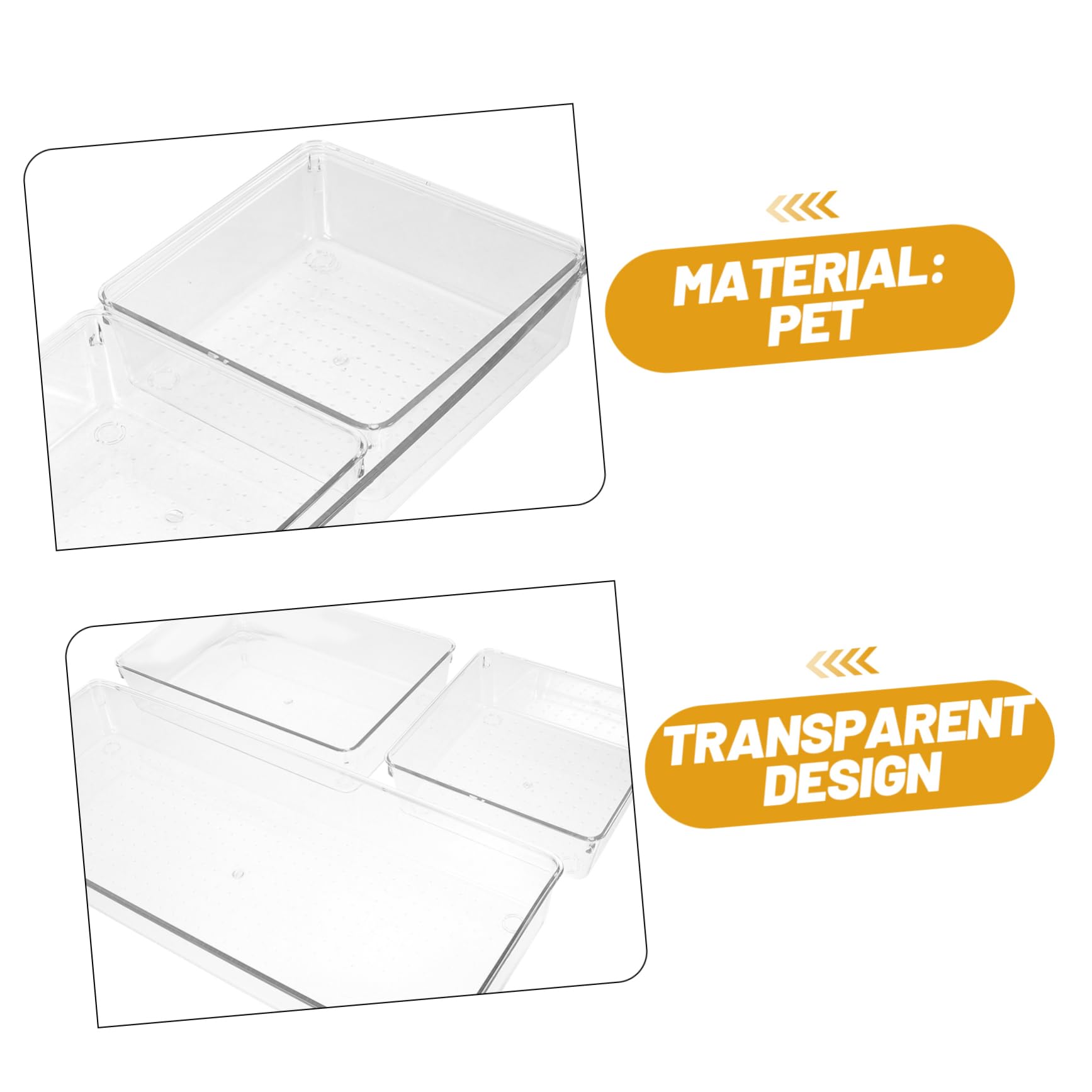 Tofficu Contenitori Organizer per Cassetti, 6 Pezzi in Pet Trasparente