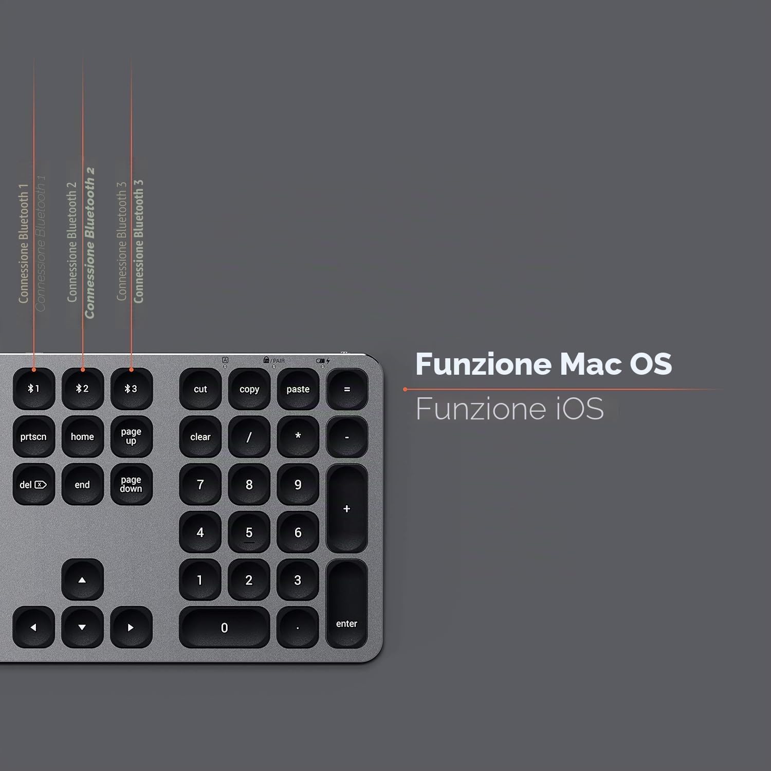 Satechi Tastiera Wireless con Tastierino Numerico, 𝗤𝗪𝗘𝗥𝗧𝗬 𝗨𝗦, Tastiera Bluetooth in Alluminio, Multi-Dispositivo, Ricaricabile USB-C per Mac, Windows e Android (Layout Americano)
