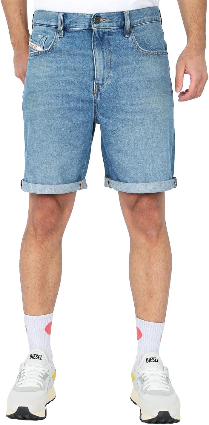 Diesel - Mens Regular Fit Denim Jeans Shorts - D-Strukt, Size:33 Blue