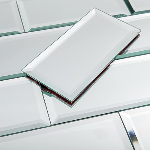 Vista 2 de Lovdeco Azulejo de espejo para despegar y pegar, espejo biselado de metro de 3 x 6 pulgadas para pared de cocina y baño
