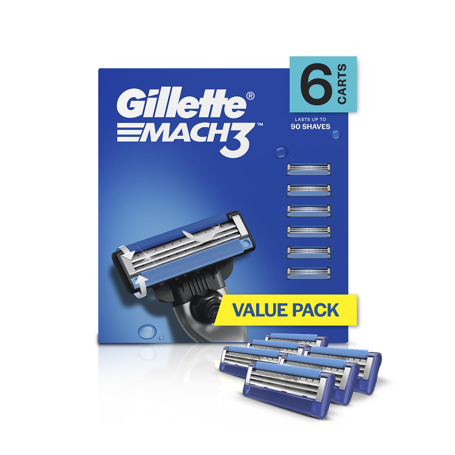 gillette mach 3 shaving blades- pack of 6 (cartridges)