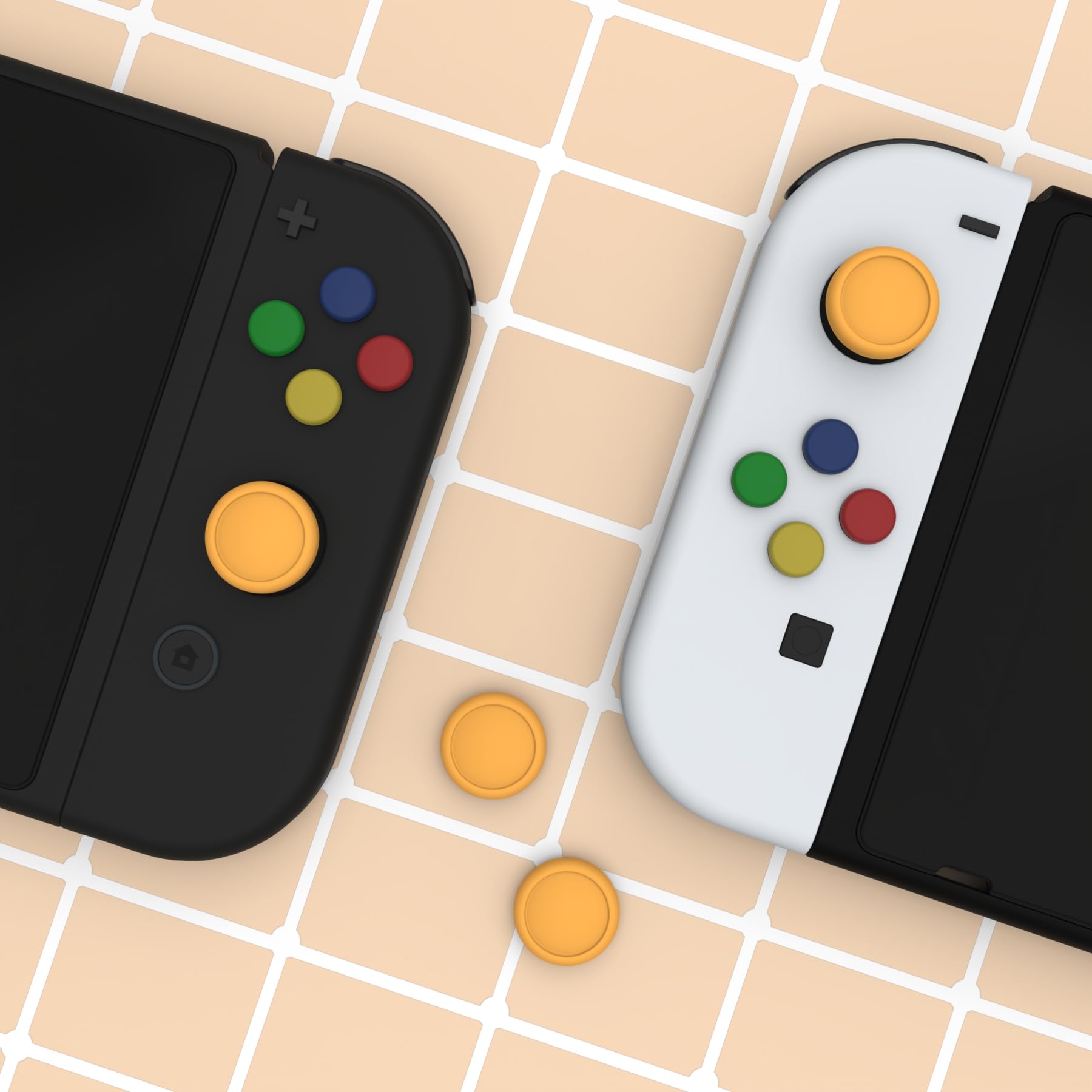 eXtremeRate PlayVital Copri Levette Analogiche per Joycon Switch/Switch OLED, Cover Analogici Silicone Thumb Grip Cappucci Gommini per Nintendo Switch Lite, Giallo - 2