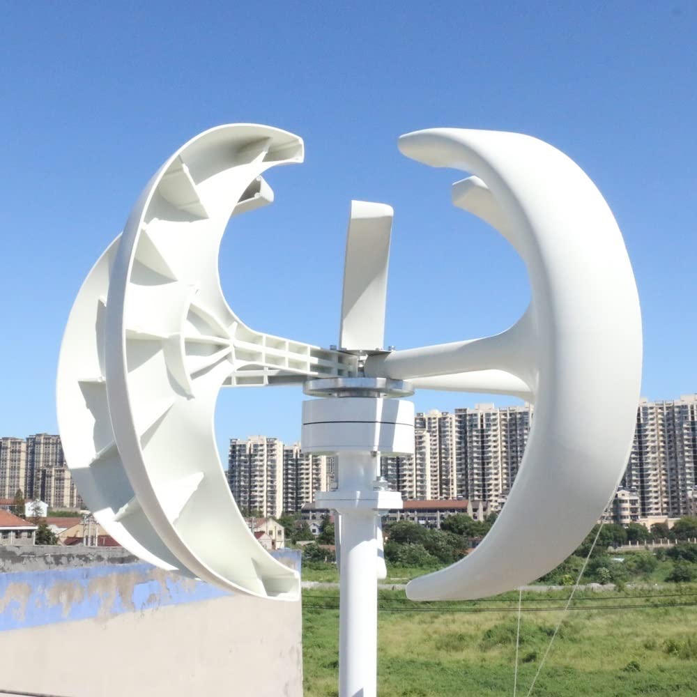 Windturbinen-Generator-Kit 1000W kleiner Windturbinengenerator mit vertikaler Achse for Zuhause 1KW 12V 24V 48V mit geräuscharmer MPPT-Windmühle for Straßenlaternen(Red with Controller,24V)