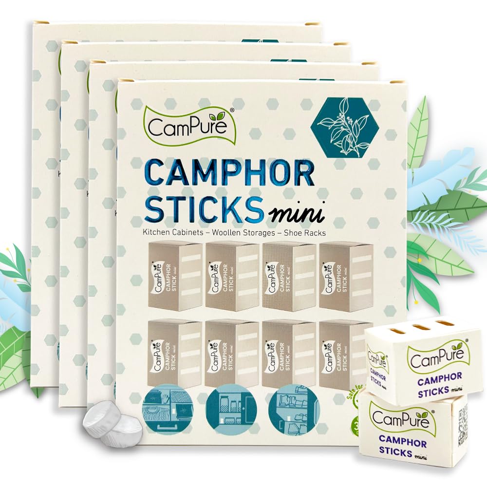CamPure Camphor Sticks Mini (Pack of 4) - Wonderful Fragrance, Repels Cockroaches And Rats, Preserves Clothes, Prevents Rust - For Kitchen Cabinets, Shoe Racks, Woollen Storages-picture-19