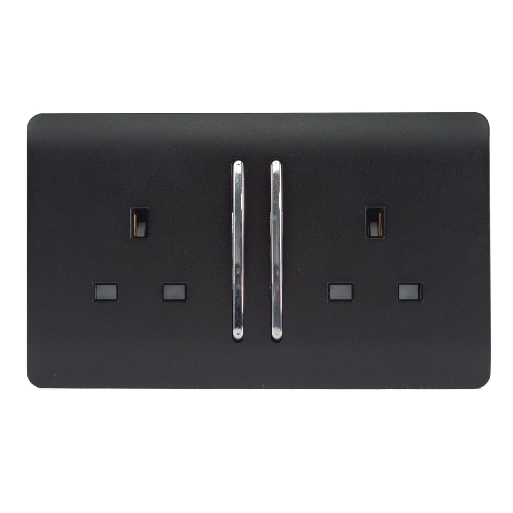 Trendiswitch Trendi Switch 2 Gang Matt Black Double Plug Socket Modern Designer Decorative Wiring Accessory from B&Q