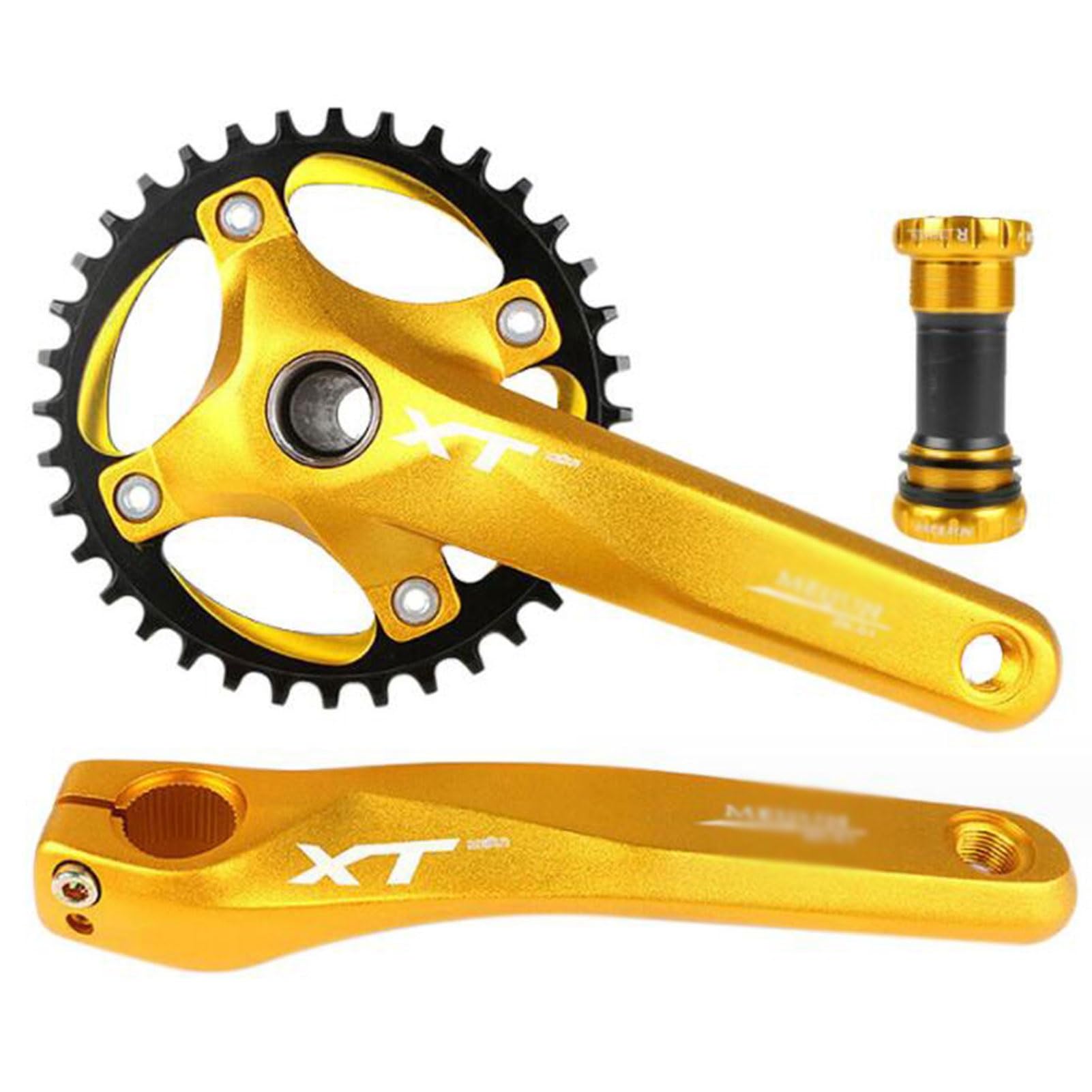Set Pedivelle Bici da 170mm,Lega Alluminio 36T Bicicletta Pieghevole da Città Set Pedivelle for Bicicletta di Ricambio for Bici Elettrica Guarnitura MTB Bike Manovella Set (Color : Gold, Size