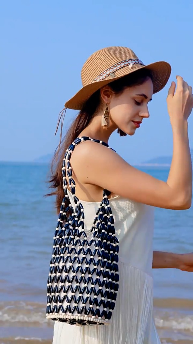 Bolso de mano de madera retro para mujer miniatura 7