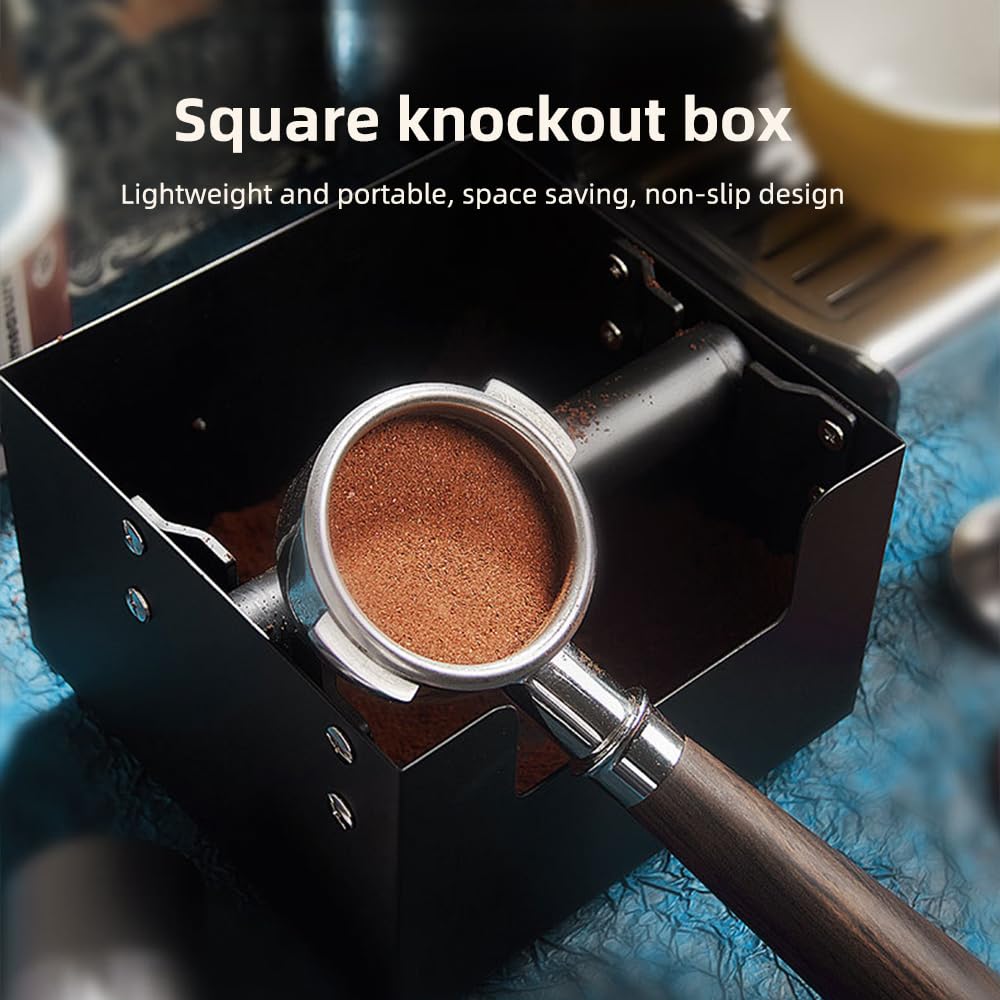 Contenitore per fondi di caffè di grande capacità, resistente in acciaio antiurto, accessori per caffè espresso, contenitore per fondi di caffè con barra di battuta in silicone
