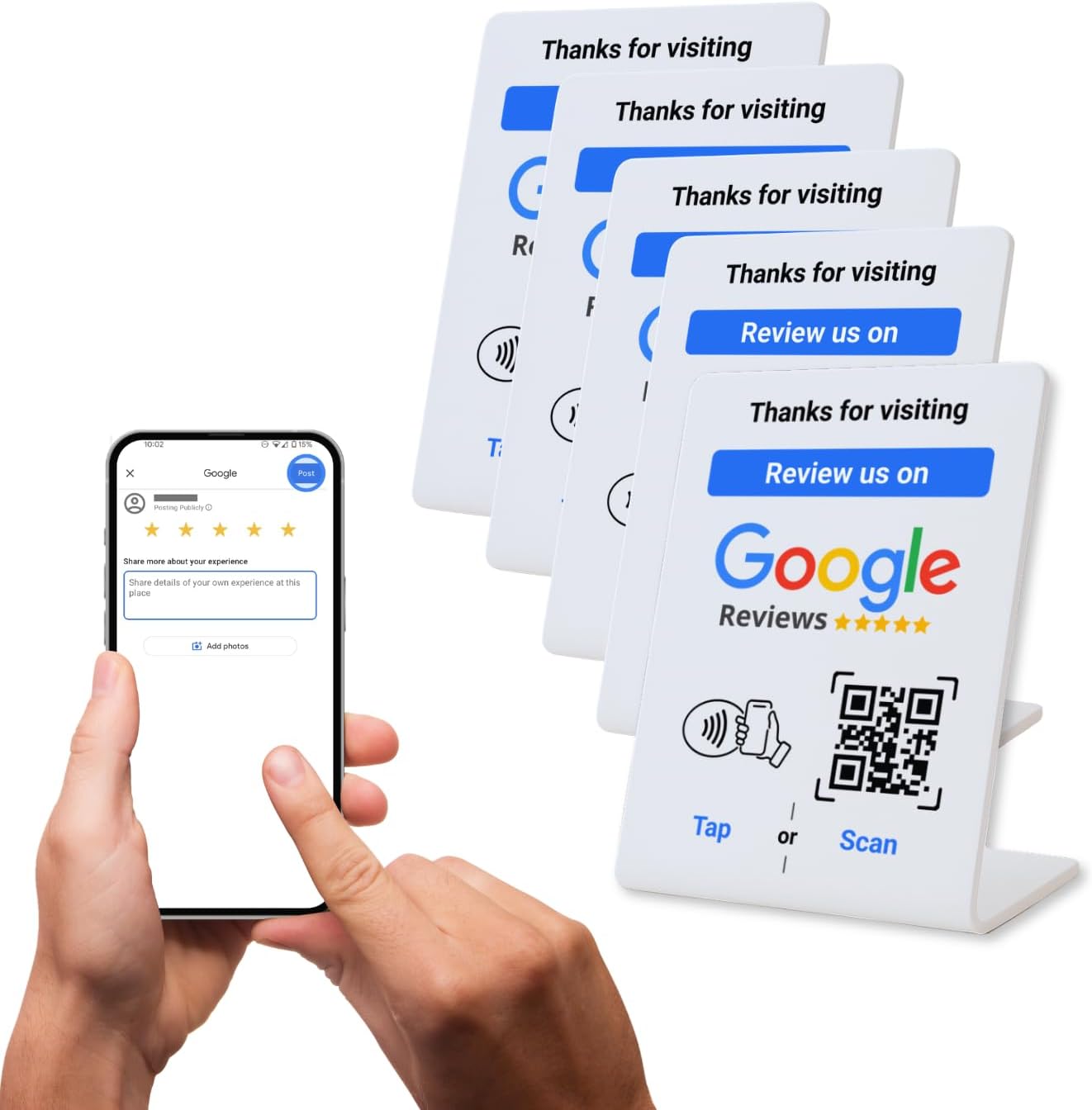 NFC Tap Google Review Stand 5 Pack for quick reviews