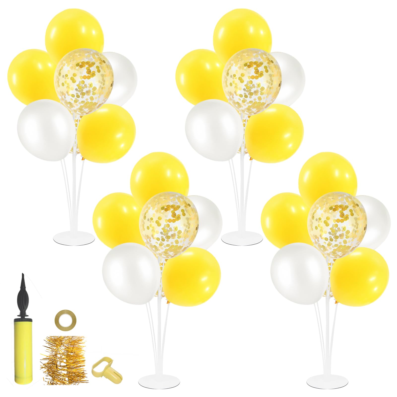 ZJDHPTY 4Set Yellow and White Balloon Stand Table Centerpiece Party Decor