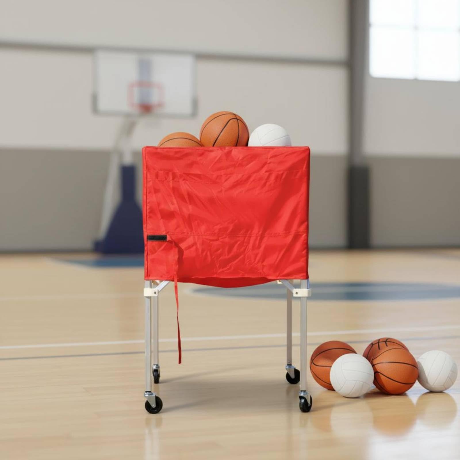 Perfeclan Carrito de Balones Portátil Carrito Estante Organizador con Estructura de Aleación de Aluminio y Bolsa de Lona Plegable Movilidad con Ruedas