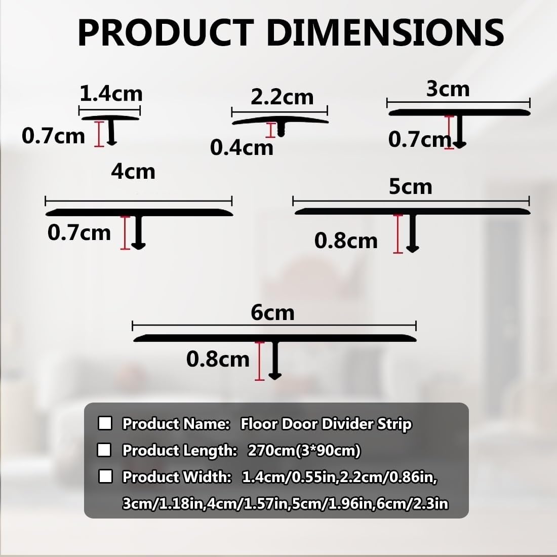 Aluminium T-Übergangsprofil & Übergangsleiste 2x135 cm Schwellen Fugenprofil für Türbereich Wasserdicht Rostfrei Kratzfest Trittfest für Fliesen Laminat Vinyl innen Bad Küche(Schwarz,Breite: 5cm)