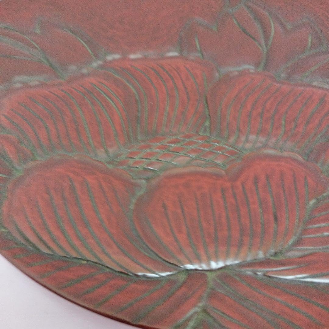 鎌倉彫のトレー花模様 菓子皿 飾り物 インテリア オブジェ飾り 鎌倉彫り 花