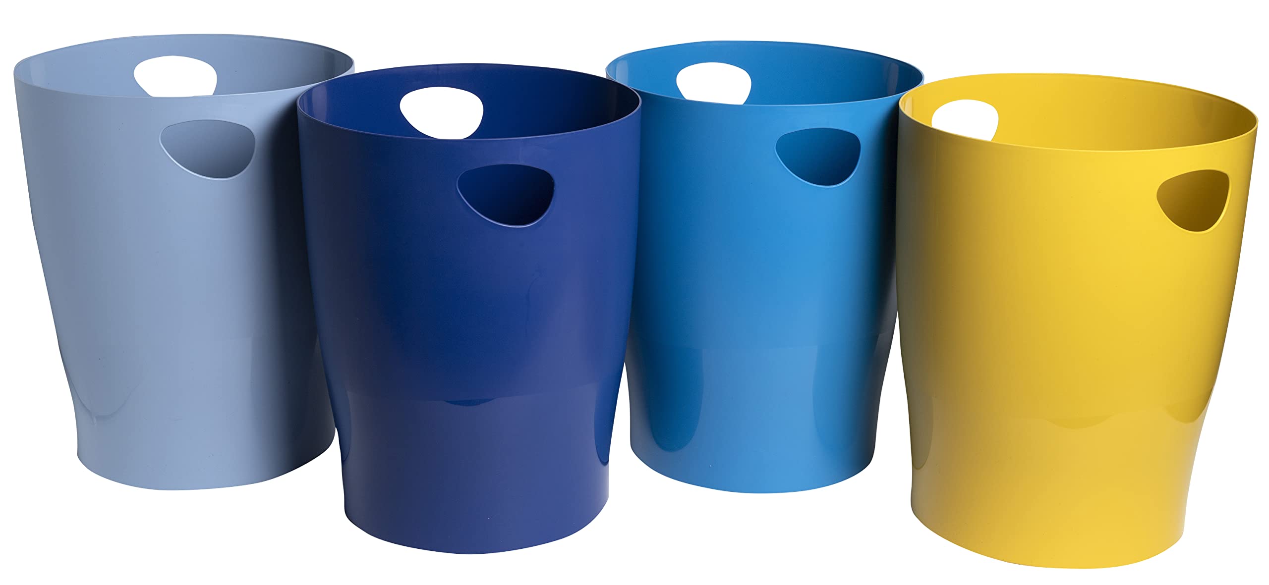 ExacomptaRef. 45302D - Set of 8 waste paper baskets with handles ECOBIN BeeBlue in PP - large capacity 15 liters - dimensions 26.3 x 26.3 x 33.5 cm - for office or home - 4 assorted colors