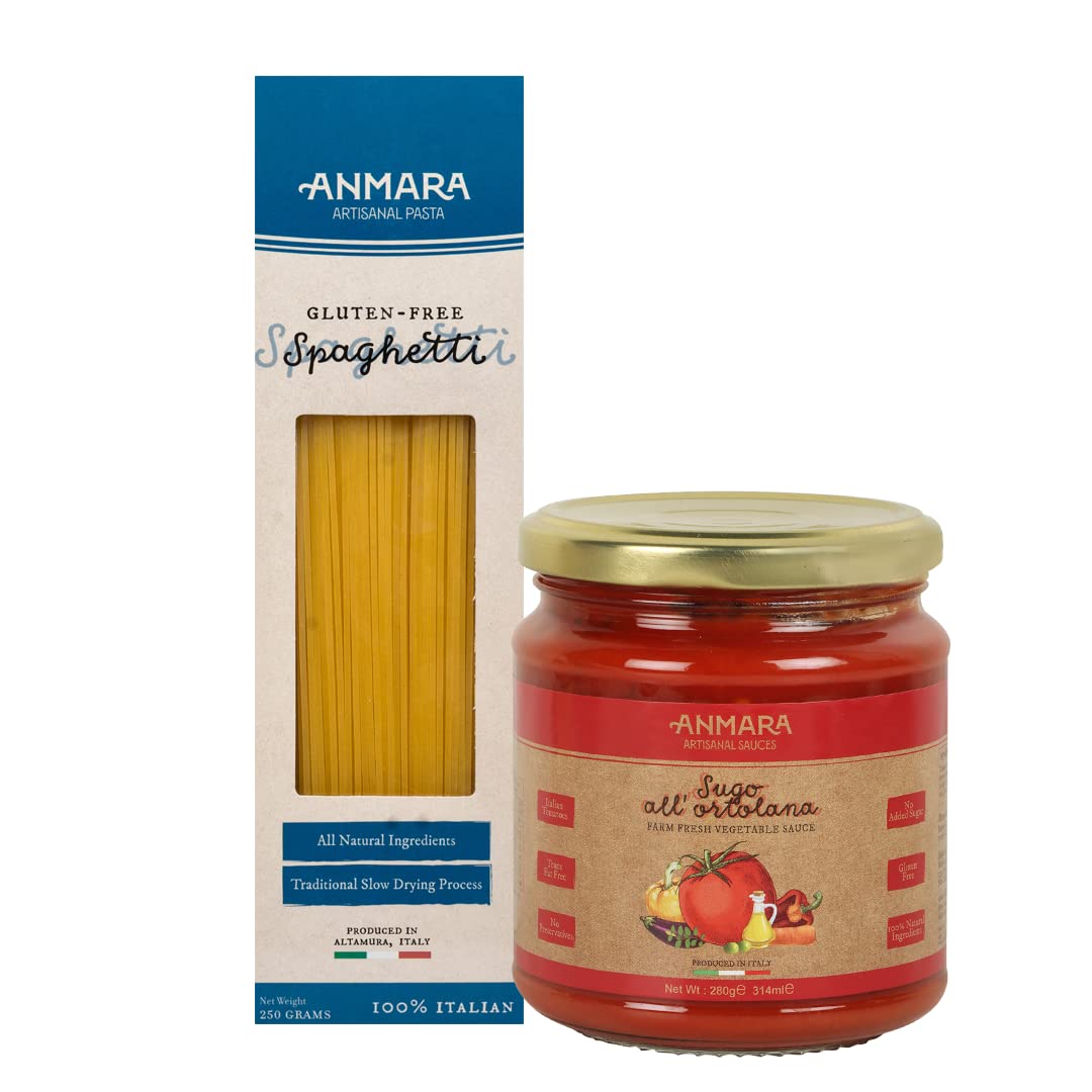 Anmara Combo Pack of 2 Spaghetti Pasta 500g & Sugo all Ortolana Sauce 280g | Gluten-Free Artisanal Pasta, Farm Fresh Vegetable Sauce | GMO-Free Ingredients (B0B4G61WZW) Amazon Price History, Amazon Price Tracker
